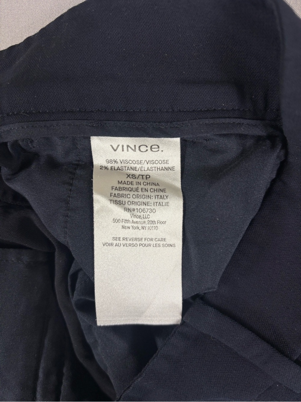 VINCE Classic Pull-on Trousers size XS in Navy NWOT - Picture 8 of 14